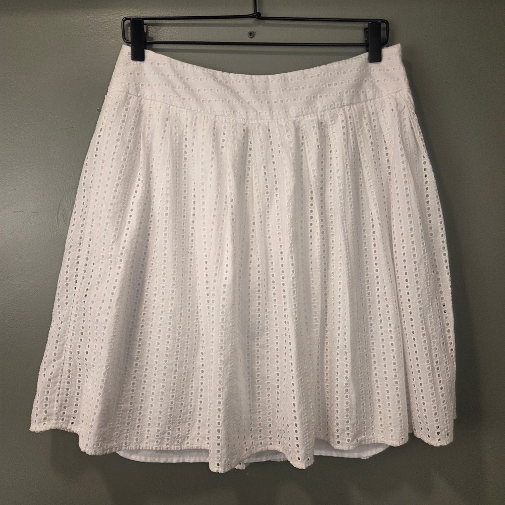 Liz Claiborne 100% Cotton Eyelet Short Flare Skirt Size 10 Petite White
